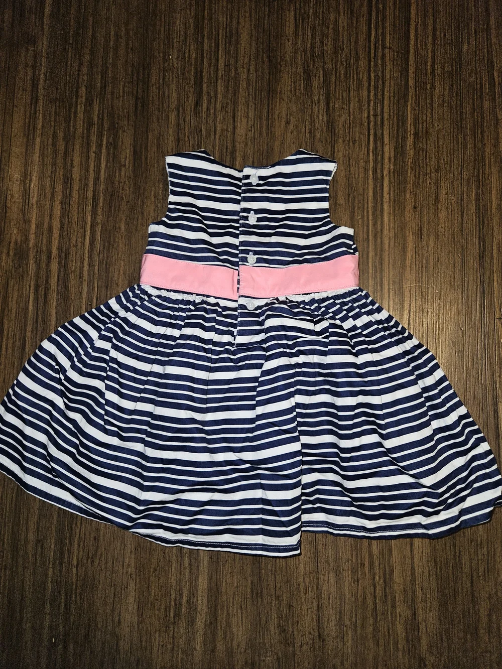 Carter's Navy and White Striped Dress with Pink Waistband